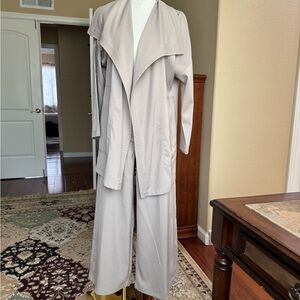 Stylish Beige Long Coat and Pants Set